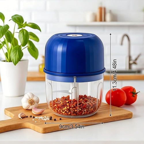 Electric Garlic Chopper, 2026 New Mini Portable Veggie Chopper Garlic Grinder Masher Onion Chopper, Rechargeable Wireless Food Processor for Garlic Onion Ginger Chili Vegetables Meat (Blue)