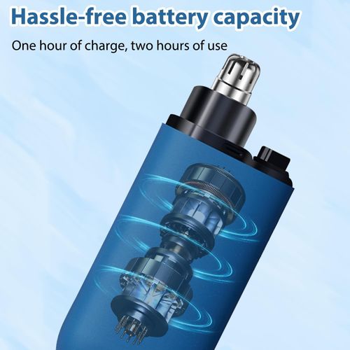 Portable Electric Nose Hair Trimmer for Men, Waterproof USB Rechargeable Portable Nose Hair Trimmer with Dust Protection Cap, Electric Nose Shaver Painless & Precision (Blue)