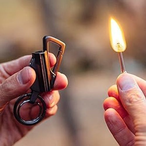 AirMount metal 3 in 1 Keychain Lighter|Waterproof Cigarette Flint Lighter + Keyring + Bottle Opener|Emergency Fire Starter Match Sticks Used for Outdoor Camping