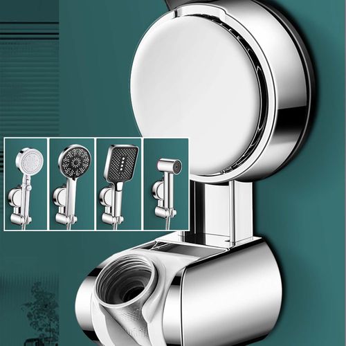 Shower Head Holder,Shower Holder Wall Mount Shower Bracket,Shower Head Holder Suction Cup Type Handheld Shower Head Holder Adjustable Angle Shower Wand Holder Removable Movable Shower Hose Holder Roun
