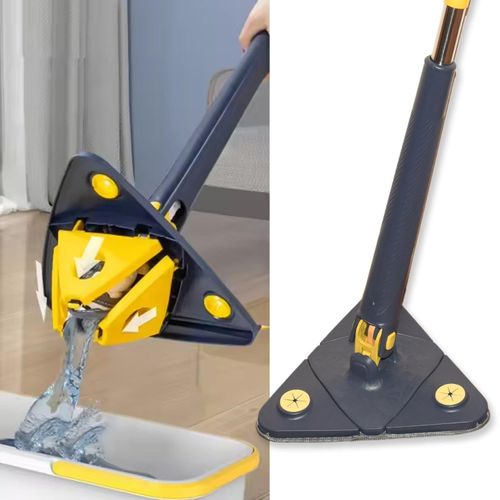 Triangle Cleaning Mop – 360° Rotatable with Long Handle