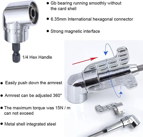 Flexible Hex Shaft Screwdriver Power Drill Bit Extension 105 Degrees Corner Device + Screwed Joint