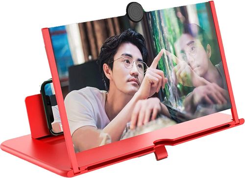 Phone Screen Magnifier,Phone Screen Enlarger,Screen Magnifier for Cell Phone,HD Screen Amplifier,Folding Screen Magnifier for Movies,Videos,Gaming (Color : 12in Red)