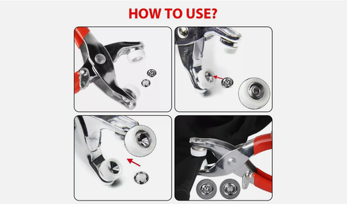 50pcs Prong Pliers Ring Press Studs Snap Popper Fasteners Sewing DIY Tool Kit