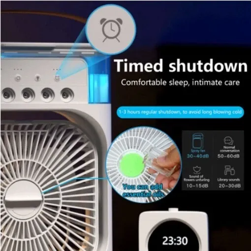 Mini Air Cooler Fan Portable Air Conditioner Personal Cooling Fan Humidifier LED