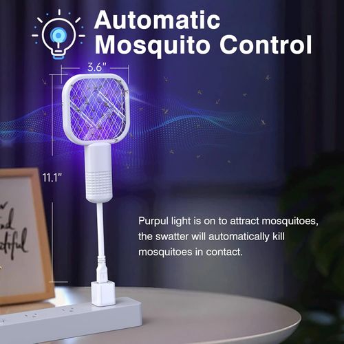 USB Mini Electric Mosquito Swatter, Portable Mini Mosquito Killer, Electric Shock Mosquito Swatter, with LED mosquito-attracting light and UV protection function, a 2-in-1 mini mosquito killer lamp suitable for home use, plug not included, USB data cable included.
