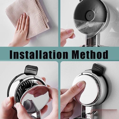 Shower Head Holder,Shower Holder Wall Mount Shower Bracket,Shower Head Holder Suction Cup Type Handheld Shower Head Holder Adjustable Angle Shower Wand Holder Removable Movable Shower Hose Holder Roun