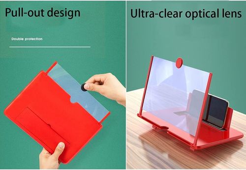 Phone Screen Magnifier,Phone Screen Enlarger,Screen Magnifier for Cell Phone,HD Screen Amplifier,Folding Screen Magnifier for Movies,Videos,Gaming (Color : 12in Red)