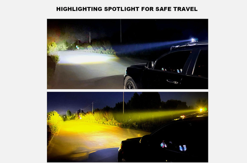 Gonetre 2Pcs Motorcycle LED Spotlight Yellow White High Low Beam Spot Lamp 8 to 80V
