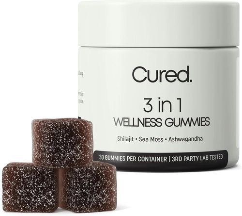 Cured 3 in 1 - Pure Himalayan Shilajit Gummies for Men & Women | Sea Moss Ashwagandha, & Manuka Honey Organic with 85+ Trace Minerals | All-Natural & 100% Vegan