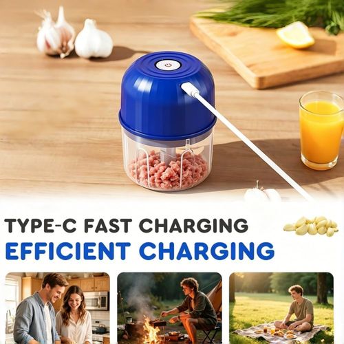 Electric Garlic Chopper, 2026 New Mini Portable Veggie Chopper Garlic Grinder Masher Onion Chopper, Rechargeable Wireless Food Processor for Garlic Onion Ginger Chili Vegetables Meat (Blue)