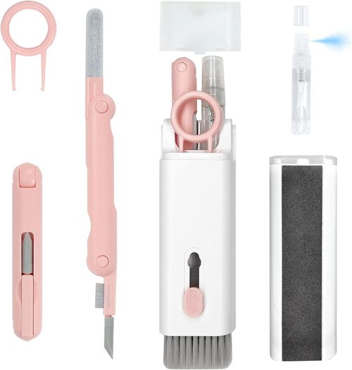 7-in-1 Electronics Cleaner Kit, Keyboard Cleaning Brush with Cleaning Spray and Keycap Puller,for Earbuds Smartphone Laptop Computer Cleaning Set