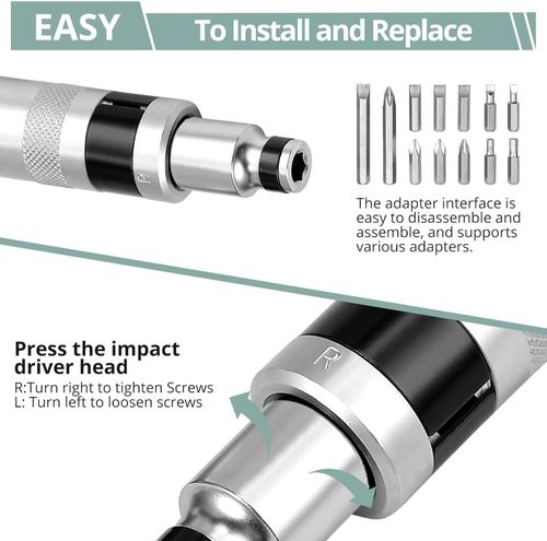 12 and 1PCS Impact Screwdriver Set, Hand Impact Driver Bits - Heavy Duty Slot Phillips Hex Bits with Manual Impact Corrector Screwdriver
