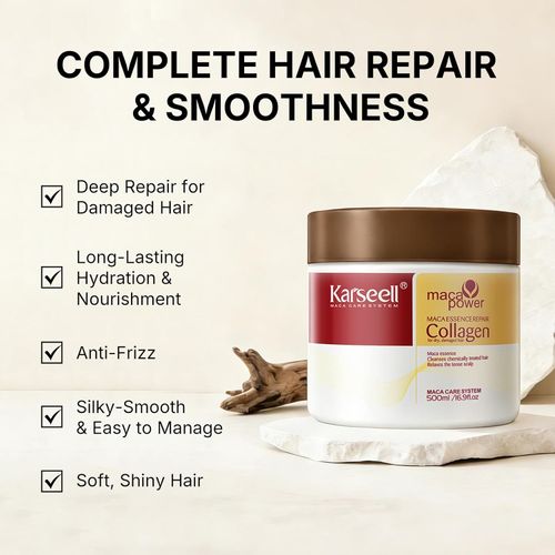 Collagen Hair Treatment Deep Repair Conditioning Argan Oil Collagen Hair Mask Essence for Dry Damaged Hair All Hair Types 16.90 oz 500ml