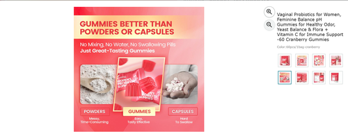 Vaginal Probiotics for Women, Feminine Balance pH Gummies for Healthy Odor, Yeast Balance and  Flora and Vitamin C for Immune Support ,60 Cranberry Gummies