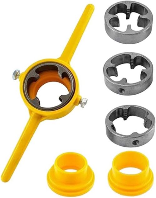 Plastic Pipe Thread Die Kit, New 6PCS Set of Water Pipe Die Plastic Pipe Die Tap Wrench Set, PVC Pipe Threader Plumbing Tool Kit  (6Pcs ,set)
