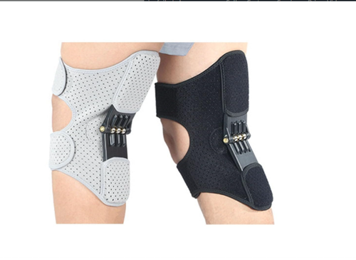 one piece of  Knee Brace, Powered Knee Stabilizer Pad Booster Powered Knee Brace with Protective Booster Support to Prevent Hyperflexion of Knee Joint for Osteoarthritis (Gray)
