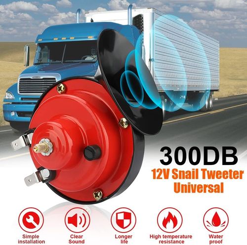 1-pack 12V red horn, 300DB super loud train horn, universal waterproof horn for cars, suitable for trucks, cars, motorcycles, boats