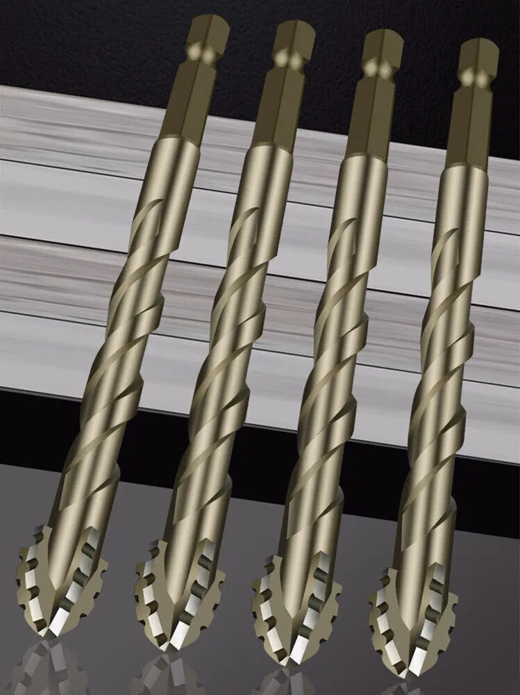 4pcs Upgraded Eccentric Four-Flute Drill Bit for Ceramic,Glass,Marble,and Metal