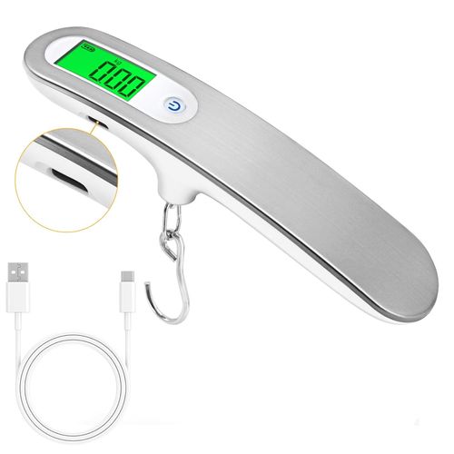Rechargeable Luggage Scale with Hook and Type-C Port - Portable, Digital, High-Precision, and Ideal for Backpacks, Suitcases, and Carry-Ons - Up to 110 and 50kg Capacity -Hook