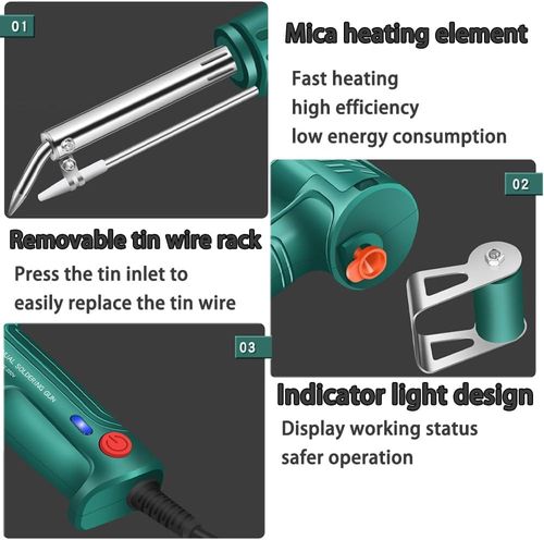 Multifunctional soldering iron gun set, external heating soldering iron gun, multifunctional soldering iron gun, electric soldering iron gun set set for soldering solder wire (external heating, green)