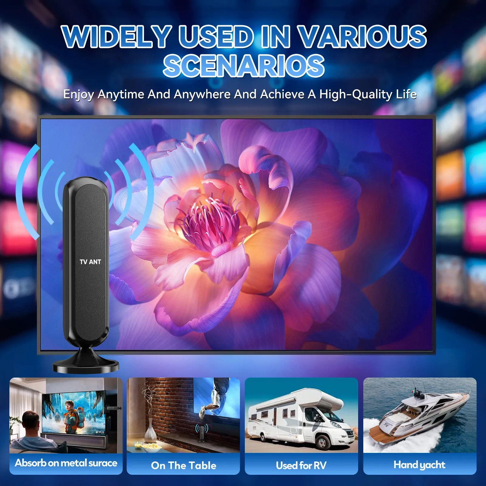 HDTV 1080P Outdoor or indoor Amplified Digital Antenna 360 Rotor HD TV