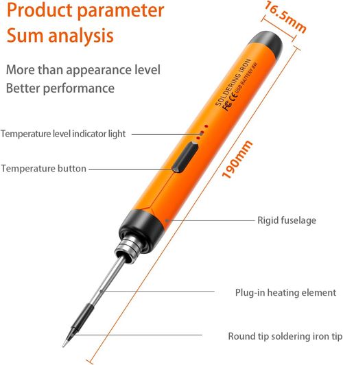 MEAKEST Cordless USB Rechargeable Portable Soldering Iron, 3-speed Temperature Adjustable, Heating Core, Soldering Iron Cord, Rosin, Soldering Iron Stand, Storage Case, Orange