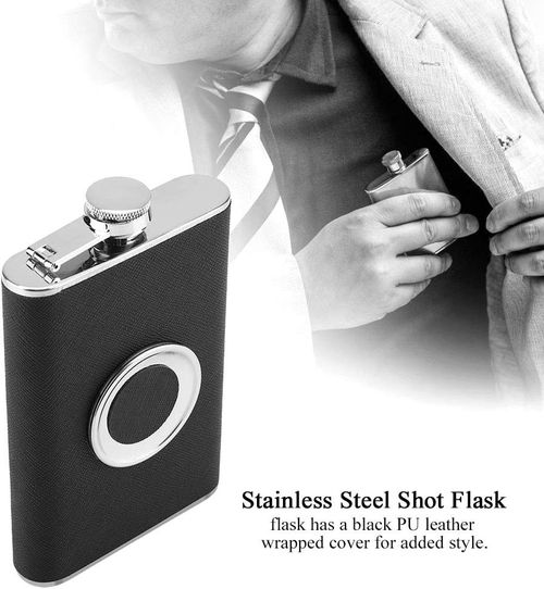 8 oz Stainless Steel Shot Flask with Built In Collapsible Shot Glass Funnel Portable Glass Flask for Alcohol Ideal for Travel Hiking Camping and Outdoor Activities Great Gift