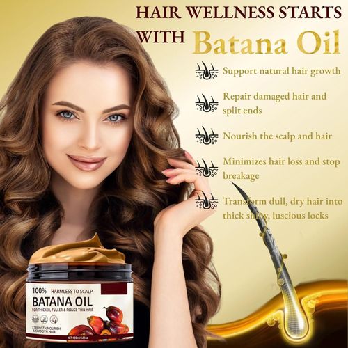 Batana Oil for Hair Growth — Honduran Batana Oil — 100% Pure, Raw, Organic Batana Paste Hair Mask — Miraculous Remedy for Hair Loss — Repairs Damaged Hair — Leaves Hair Softer