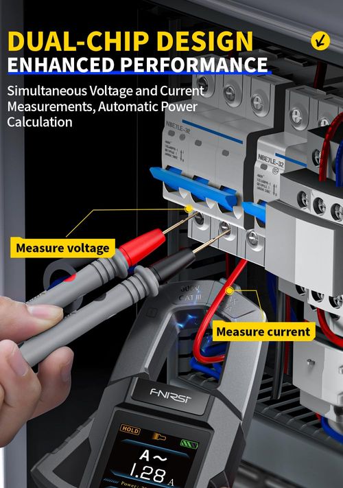 Digital Clamp Meter, AC and DC Current Multimeter with 25mm Jaw Opening, LCD Display