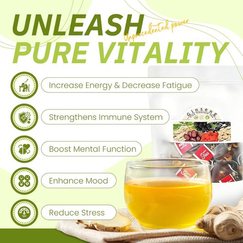 Ginseng Five Treasure Tea, Kidney Tea Formula Ginseng Five Treasure Tea, Oriental Tonic Tea, Essential Health Tea for Staying Up Late