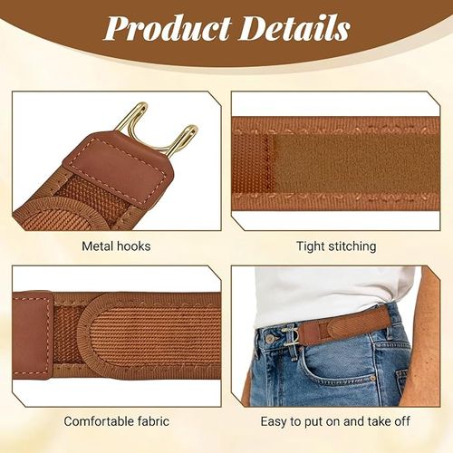 Pack of 2 Adjustable Invisible Elastic Belt with Metal Hook