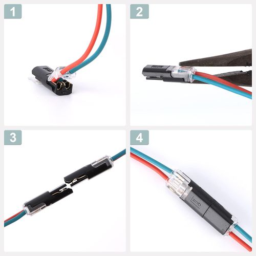 50 pcs Double-Wire Plug-In Connector, Pluggable Led Wire Connectors with Locking Buckle Fast Connect Low Voltage Wire Connectors