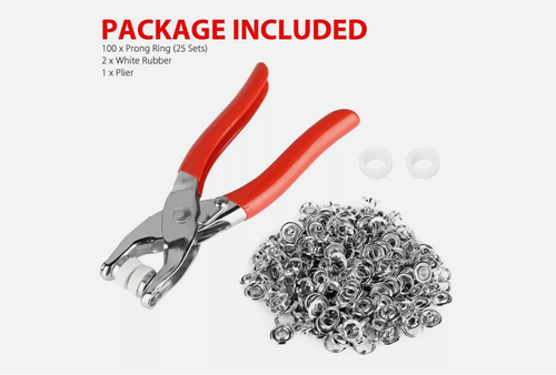 50pcs Prong Pliers Ring Press Studs Snap Popper Fasteners Sewing DIY Tool Kit