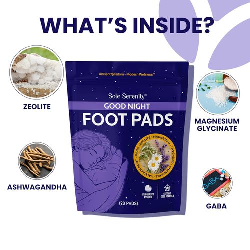 Foot Pads Cleansing and Good Night Sleep Bundle with Zeolite, Magnesium Glycinate, Valerian Root and More