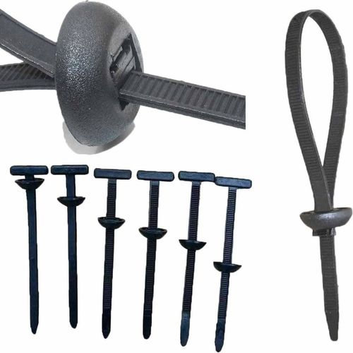 Nylon Universal Cable Tie Buckle - Heavy Duty Self - Locking Zip Ties Holder with Pin & Button Design for Car Body - Plastic Cable Ties Tool Fasteners (Black-20pcs)