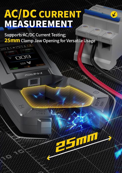 Digital Clamp Meter, AC and DC Current Multimeter with 25mm Jaw Opening, LCD Display