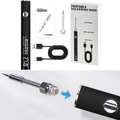 Cordless Soldering Iron - 650mAh USB Rechargeable Pen,Adjustable Temperature Ceramic Heater with LED Display - Portable Soldering Kit for Electronics Repair
