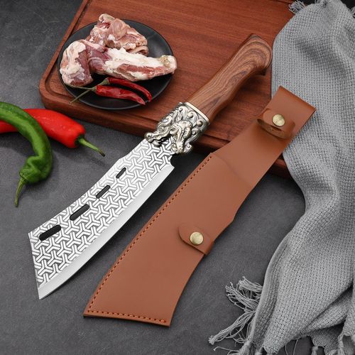 Sturdy Chinese Knife - Efficiently Cut Meat and Bone Stainless Steel Specialty Kitchen Knife for Outdoor Use