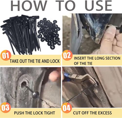 Universal nylon cable tie buckles, pin and button design fastener brackets, suitable for everyday automotive fastening (100 pieces)