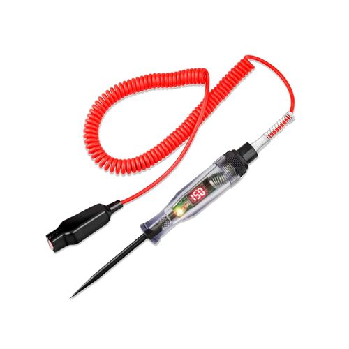 1 PC Automotive Test Light Digital LED Circuit Tester, DC 5V-120V Electric Tester Light Tool with Portable Extended Spring Wire, Electric Test Pen Car Bidirectional Voltage Tester(Red)