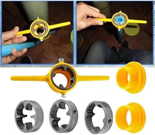 Plastic Pipe Thread Die Kit, New 6PCS Set of Water Pipe Die Plastic Pipe Die Tap Wrench Set, PVC Pipe Threader Plumbing Tool Kit  (6Pcs ,set)