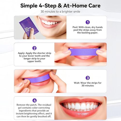 Purple Teeth Whitening Strips, Effectively Removes Surface Stains and Natural Shine28PCS