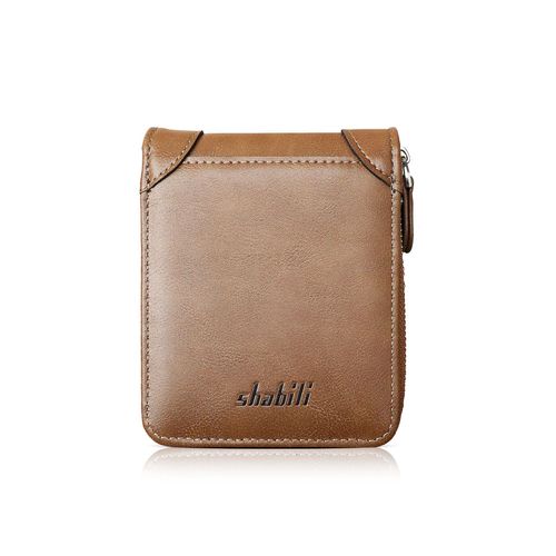 Men's Genuine Leather Card Holder Wallet Retro Casual Solid Color Short Card Holder Cash Envelope