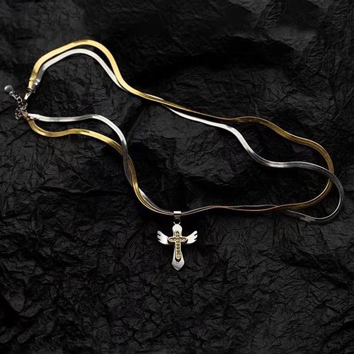 New Fashion Eagle Angel Fairy Wings Titanium Steel Necklace Diamond Angel Wings Pendant Necklace