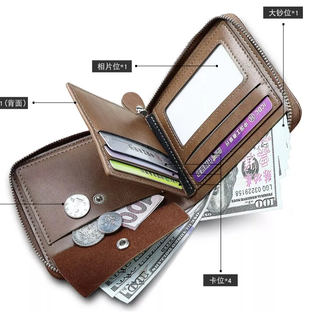 Men's Short Wallet Classic Multi Functional Fashion Wallet Multi Slot Coin Wallet