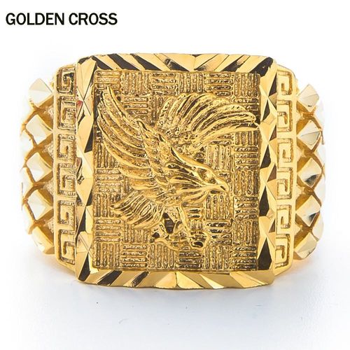 Punk Rock Eagle Men's Ring Luxury Gold Plated Wedding Rings Jewelry Resizeable to 7-11 Finger Never Fade Rings