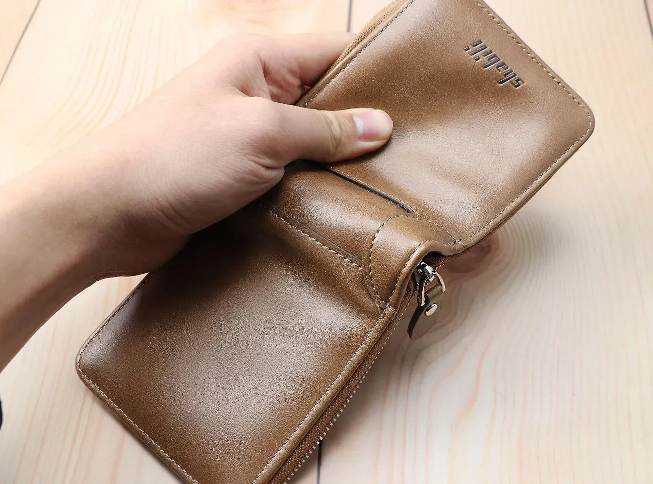 Men's Genuine Leather Card Holder Wallet Retro Casual Solid Color Short Card Holder Cash Envelope