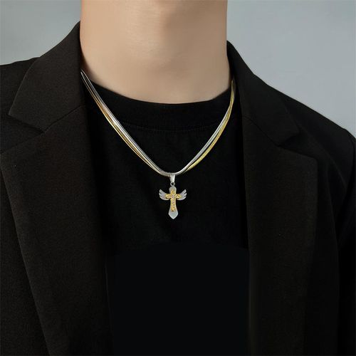 New Fashion Eagle Angel Fairy Wings Titanium Steel Necklace Diamond Angel Wings Pendant Necklace