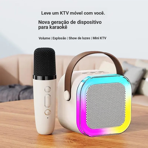 Alto-falante com microfone sem fios Bluetooth integrado para cantar – Alto-falante doméstico para karaoke para toda a família – Pequeno KTV doméstico